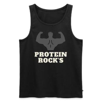 Protein Rock's - Männer Premium Bio Tank Top - Schwarz - Vorne - Michal (187cm)