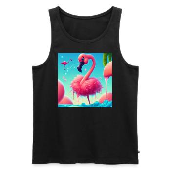 Lustiger Cartoon Flamingo - Männer Premium Bio Tank Top - Schwarz - Vorne - AI Model Male 178 light (178cm)