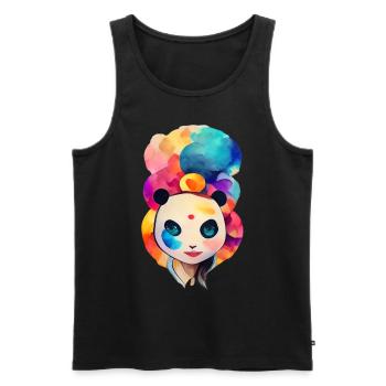 Femme panda mignonne colorée - Débardeur bio Premium Homme - noir - Devant - AI Model Male 178 light (178cm)