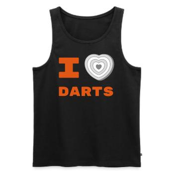 I Love Darts - Männer Premium Bio Tank Top - Schwarz - Vorne - AI Model Male 178 light (178cm)