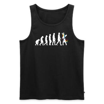 Evolution Einhorn das ist die Geschichte - Männer Premium Bio Tank Top - Schwarz - Vorne - Michal (187cm)