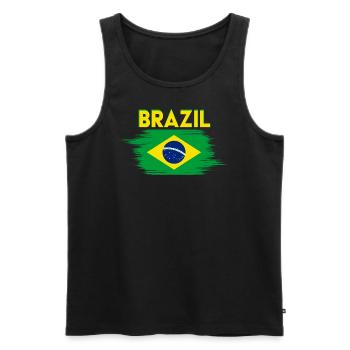 Drapeau du Brésil , Maillot du Brésil, Basilic - Débardeur bio Premium Homme - noir - Devant - Michal (187cm)