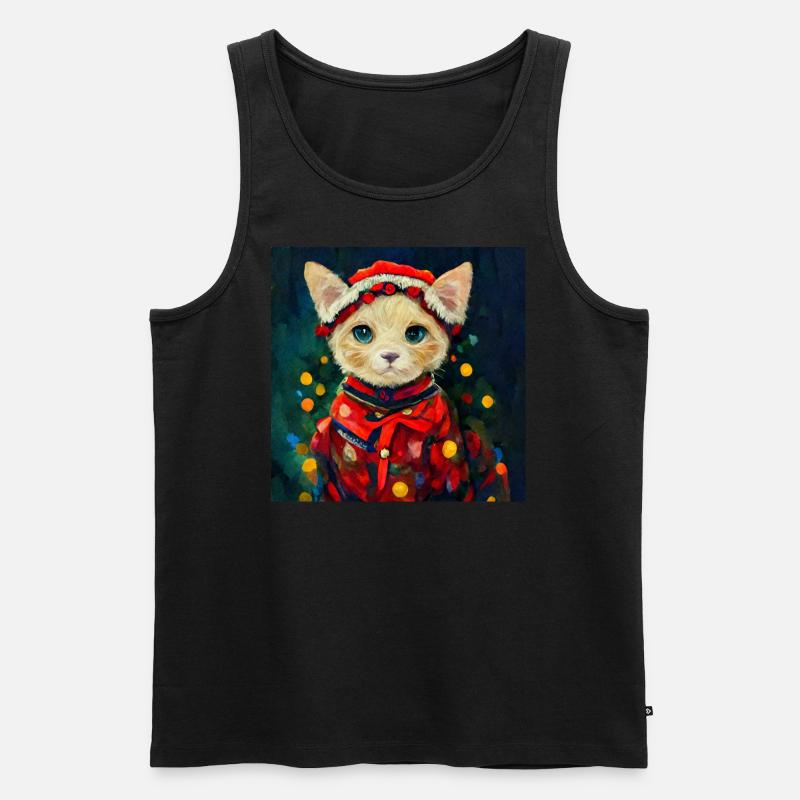 Süßes Weihnachtskätzchen - Männer Premium Bio Tank Top - Schwarz