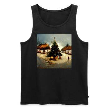 Großer Weihnachtsbaum im Dorf - Männer Premium Bio Tank Top - Schwarz - Vorne - AI Model Male 178 light (178cm)