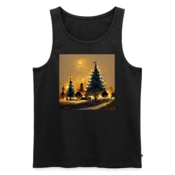 Weihnachtsbäume im Dorf - Männer Premium Bio Tank Top - Schwarz - Vorne - Michal (187cm)