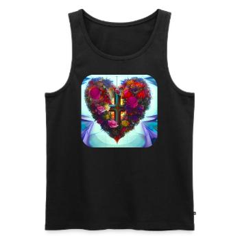 Mother Heart - Men's Premium Organic Tank Top - black - Front - AI Model Male 178 light (178cm)