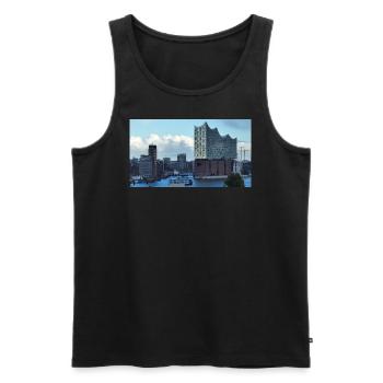 Elbphilharmonie Hamburg - Männer Premium Bio Tank Top - Schwarz - Vorne - Michal (187cm)