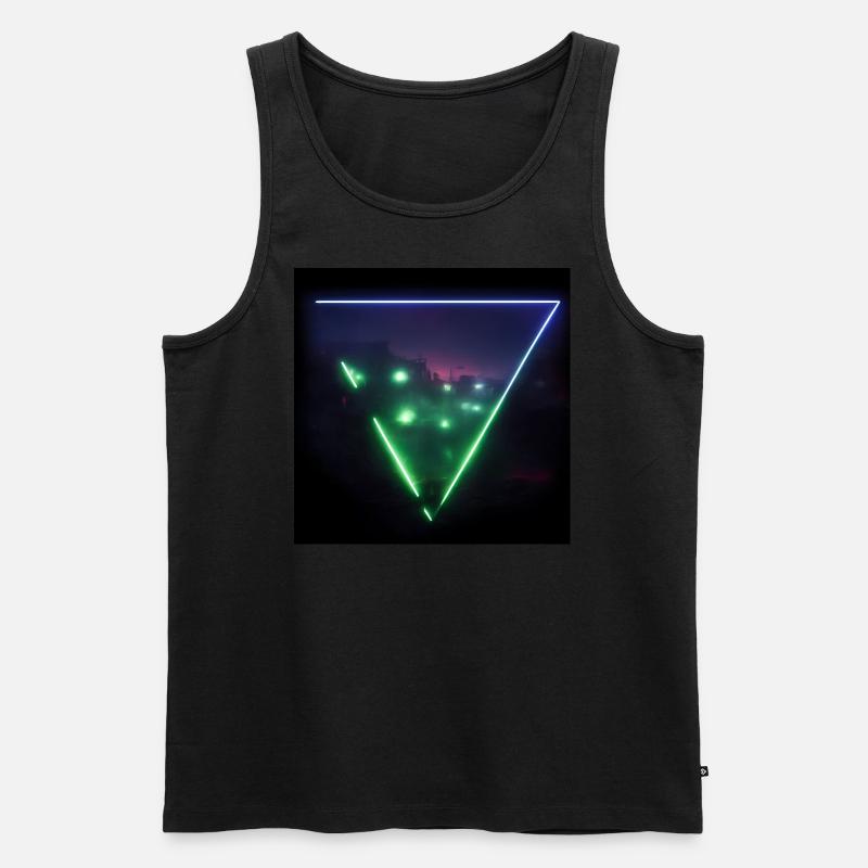 Trippy Dystopian Landscape Triangle - Männer Premium Bio Tank Top - Schwarz