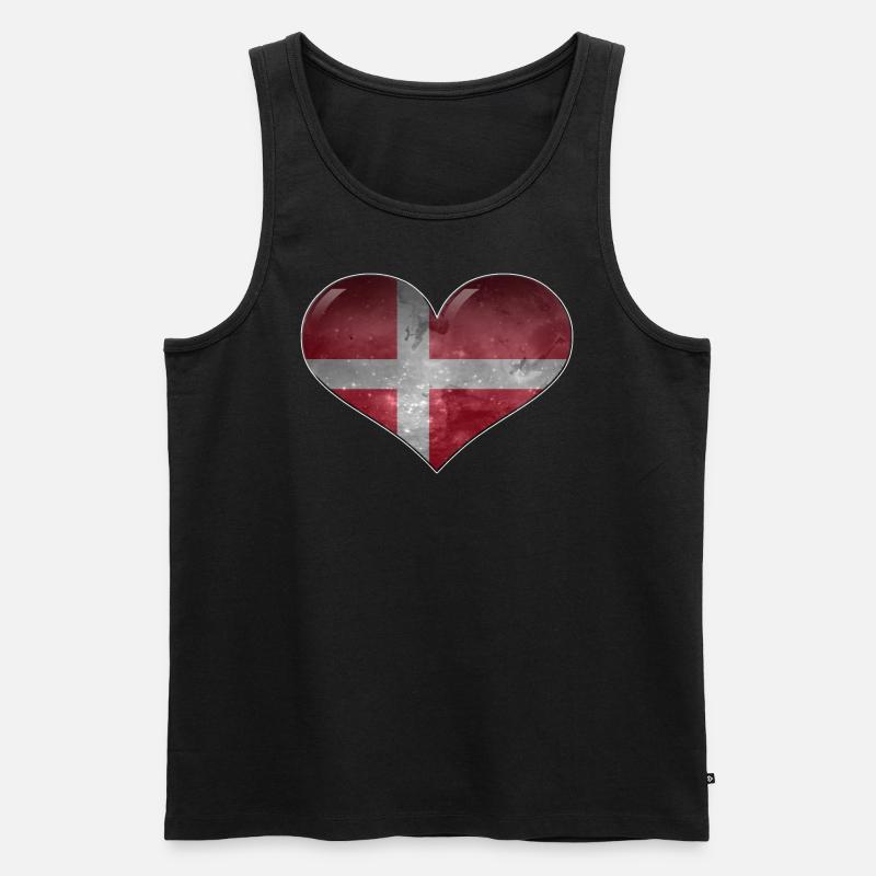 Dänemark-Herz - Männer Premium Bio Tank Top - Schwarz