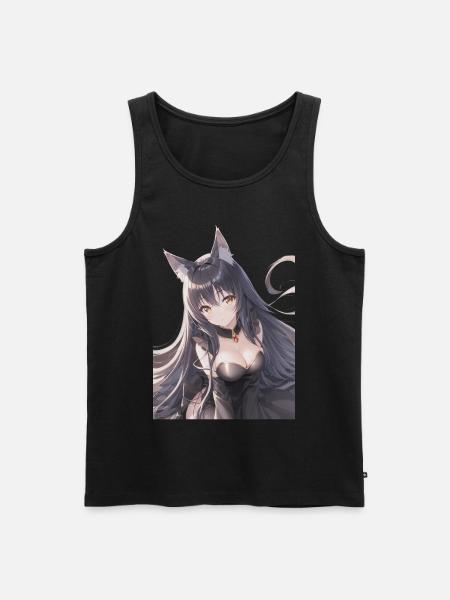 Anime Manga pige sort kat / ræv - Herre Premium økologisk tanktop - sort
