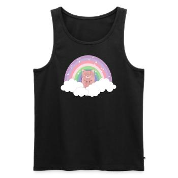Cochon Arc-en-ciel Couleurs Pastel Nuages Cadeau - Débardeur bio Premium Homme - noir - Devant - Michal (187cm)