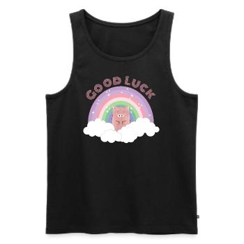 Rainbow Pig Clouds Good Luck Lucky Gift - Men's Premium Organic Tank Top - black - Front - Michal (187cm)