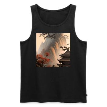 einzigartige asiatische Landschaft mit Tempel - Männer Premium Bio Tank Top - Schwarz - Vorne - Michal (187cm)