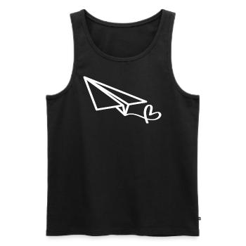 Des avions en papier en AMOUR - Débardeur bio Premium Homme - noir - Devant - Michal (187cm)