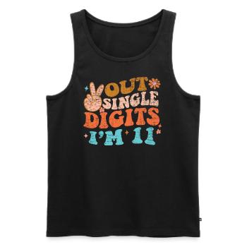 Groovy Peace Out Single Digits I'm 11 Birthday - Männer Premium Bio Tank Top - Schwarz - Vorne - AI Model Male 178 light (178cm)