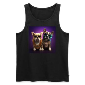 Drôle de couple de bouledogue français - Débardeur bio Premium Homme - noir - Devant - Michal (187cm)