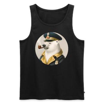 Old fur seal - polar bear with pipe - Men's Premium Organic Tank Top - black - Front - Michal (187cm)