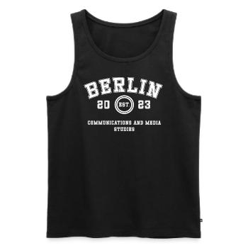 Studium in Berlin: Medienwissenschaften, 2023 - Männer Premium Bio Tank Top - Schwarz - Vorne - AI Model Male 178 light (178cm)