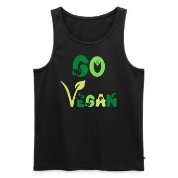 Go Vegan Veganer Veganerin Pro Veggie Green Color - Débardeur bio Premium Homme - noir - Devant - Michal (187cm)