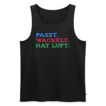 Passt wackelt und hat luft | Handwerker Spruch - Männer Premium Bio Tank Top - Schwarz - Vorne - Michal (187cm)