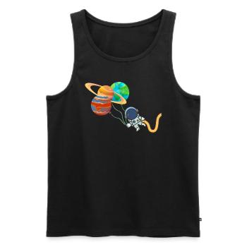 Austronaut mit Planeten - Weltall lustig abheben - Männer Premium Bio Tank Top - Schwarz - Vorne - AI Model Male 178 light (178cm)