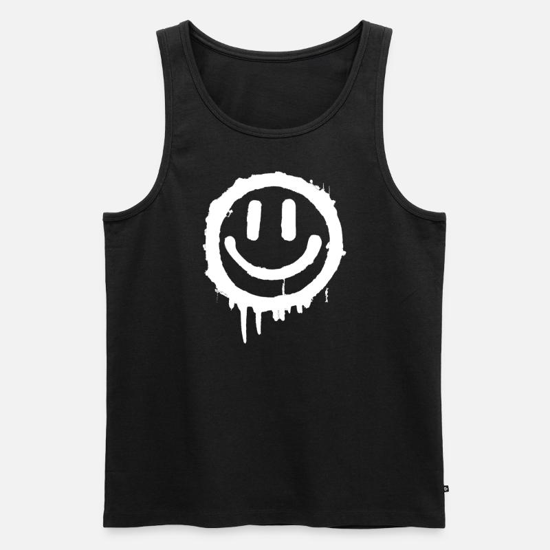 White Smiley - Männer Premium Bio Tank Top - Schwarz