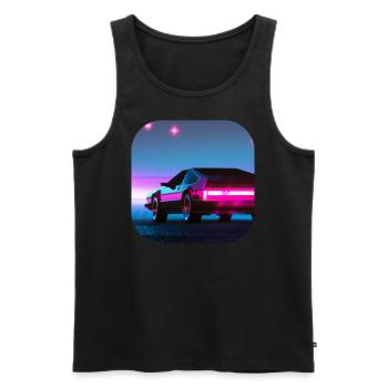 Retour aux années 80 | Synthwave - Débardeur bio Premium Homme - noir - Devant - Michal (187cm)