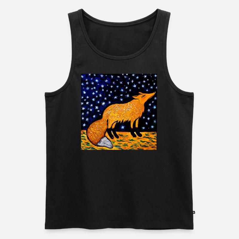 Fuchs unter einem Sternenhimmel - Männer Premium Bio Tank Top - Schwarz