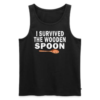 I Survived The Wooden Spoon Funny Birthday Gift - Männer Premium Bio Tank Top - Schwarz - Vorne - AI Model Male 178 light (178cm)