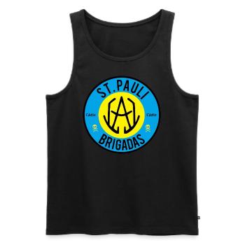 St. Pauli Brigadas - Männer Premium Bio Tank Top - Schwarz - Vorne - Michal (187cm)