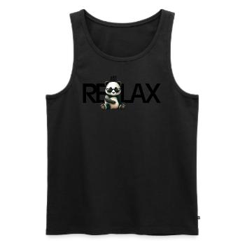 Panda I Just Relax T-Shirt - Männer Premium Bio Tank Top - Schwarz - Vorne - Michal (187cm)
