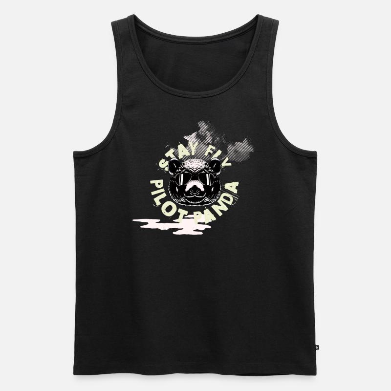 Pilot panda - Männer Premium Bio Tank Top - Schwarz