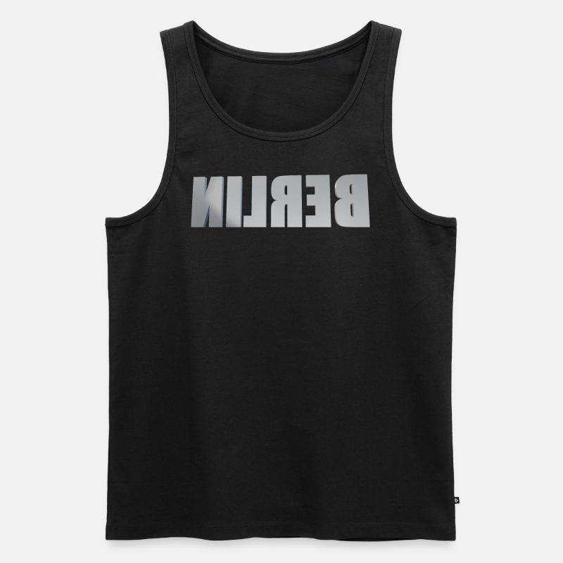Selfie Berlin Silber - Männer Premium Bio Tank Top - Schwarz