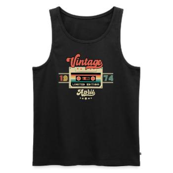 Vintage April 1974 Music Cassette - Limited Editio - Männer Premium Bio Tank Top - Schwarz - Vorne - Michal (187cm)