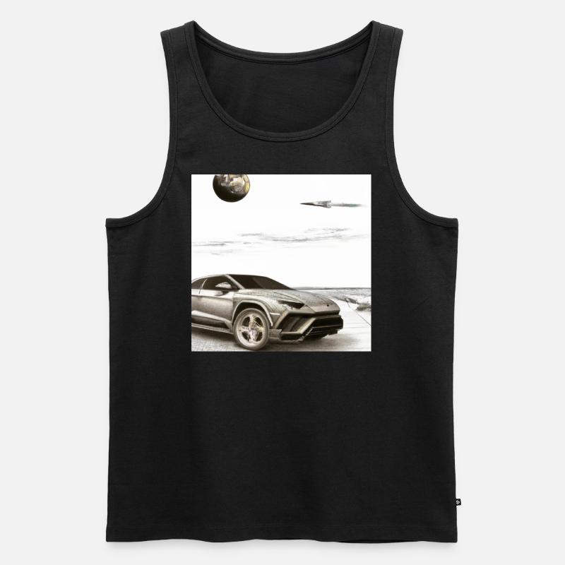 SUV am Strand - Männer Premium Bio Tank Top - Schwarz
