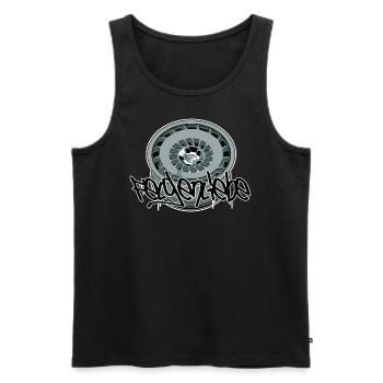 Rim Love // Illustration - Men's Premium Organic Tank Top - black - Front - AI Model Male 178 light (178cm)