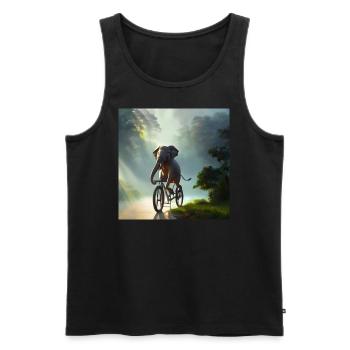 Elephant on bike - Men's Premium Organic Tank Top - black - Front - AI Model Male 178 light (178cm)