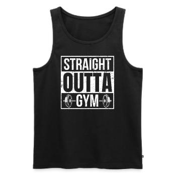 Straight Outta Gym - Culturistes - Salle de gym - Débardeur bio Premium Homme - noir - Devant - Michal (187cm)