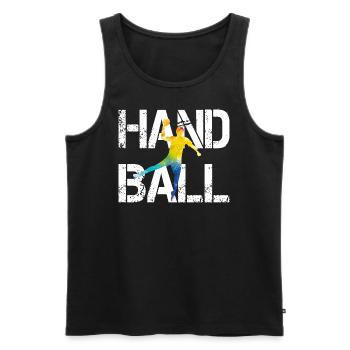 Handball design coloré cool avec lettrage - Débardeur bio Premium Homme - noir - Devant - Michal (187cm)