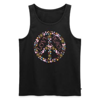 LOVE AND PEACE - Männer Premium Bio Tank Top - Schwarz - Vorne - Michal (187cm)