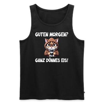 Guten Morgen ganz dünnes Eis - Kaffee mit Katze - Männer Premium Bio Tank Top - Schwarz - Vorne - Michal (187cm)