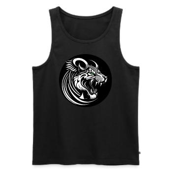 Tigre aux yeux verts - Débardeur bio Premium Homme - noir - Devant - Michal (187cm)