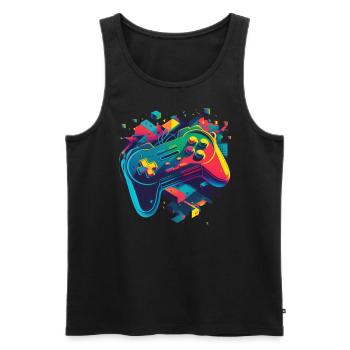 Retro Konsole - Männer Premium Bio Tank Top - Schwarz - Vorne - Michal (187cm)