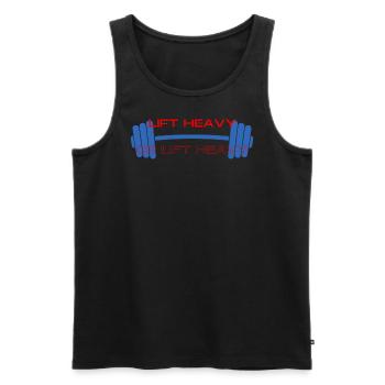 Lift Heavy or lift heavy - Männer Premium Bio Tank Top - Schwarz - Vorne - Michal (187cm)