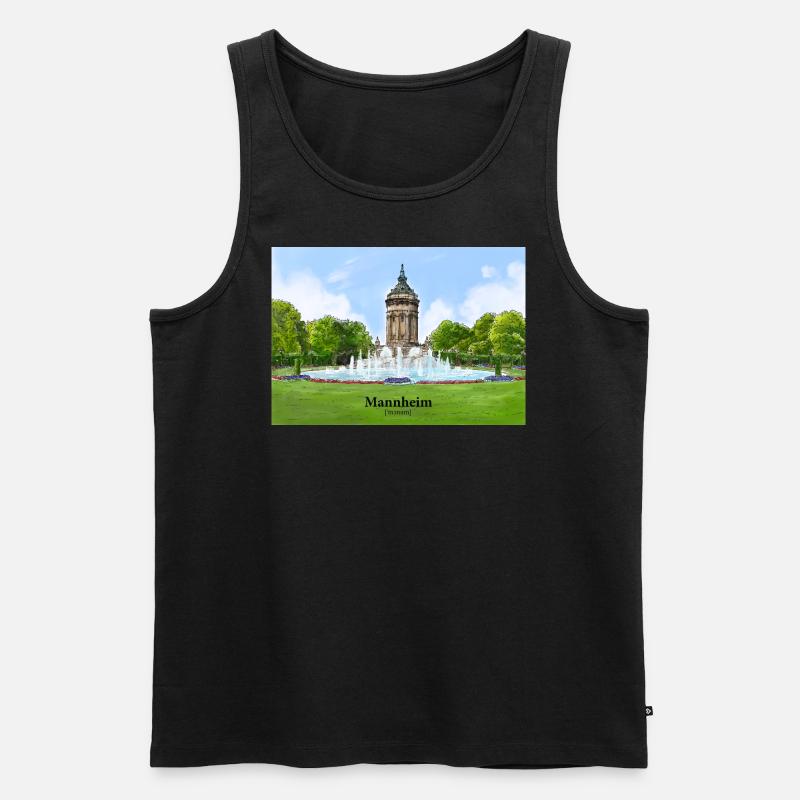 Wasserturm Mannheim Aquarell - Männer Premium Bio Tank Top - Schwarz