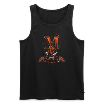 MATHIAS GRILLMEISTER - Männer Premium Bio Tank Top - Schwarz - Vorne - AI Model Male 178 light (178cm)