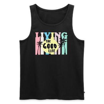 Living Good Vibes -Palm - Summer - Men's Premium Organic Tank Top - black - Front - AI Model Male 178 light (178cm)