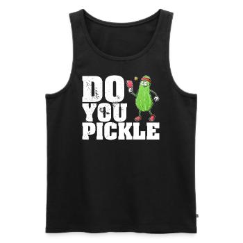 Pickle Gurke Pickelball Schläger Lustig - Männer Premium Bio Tank Top - Schwarz - Vorne - Michal (187cm)