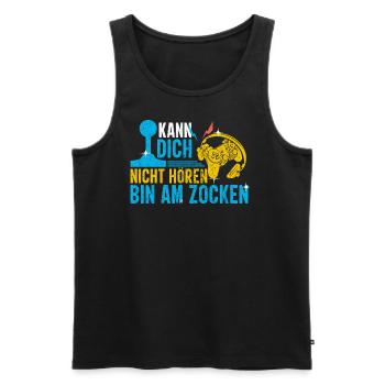 KANN DICH NICHT HÖREN, BIN AM ZOCKEN - Männer Premium Bio Tank Top - Schwarz - Vorne - Michal (187cm)