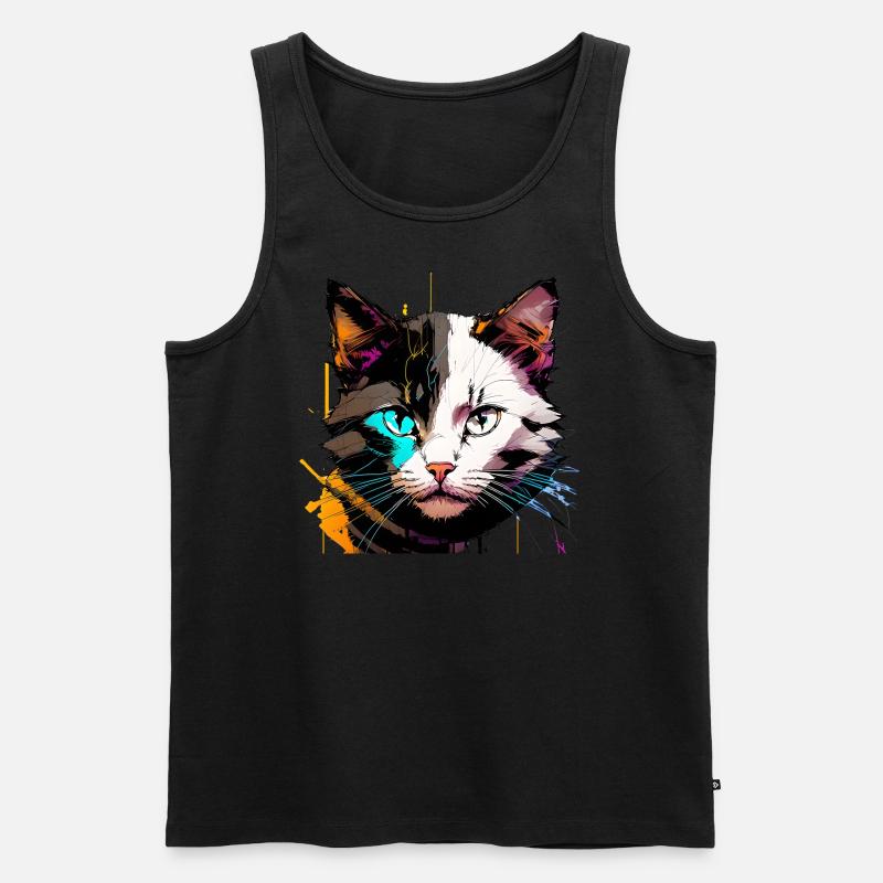 Neonpunk Katze - Männer Premium Bio Tank Top - Schwarz
